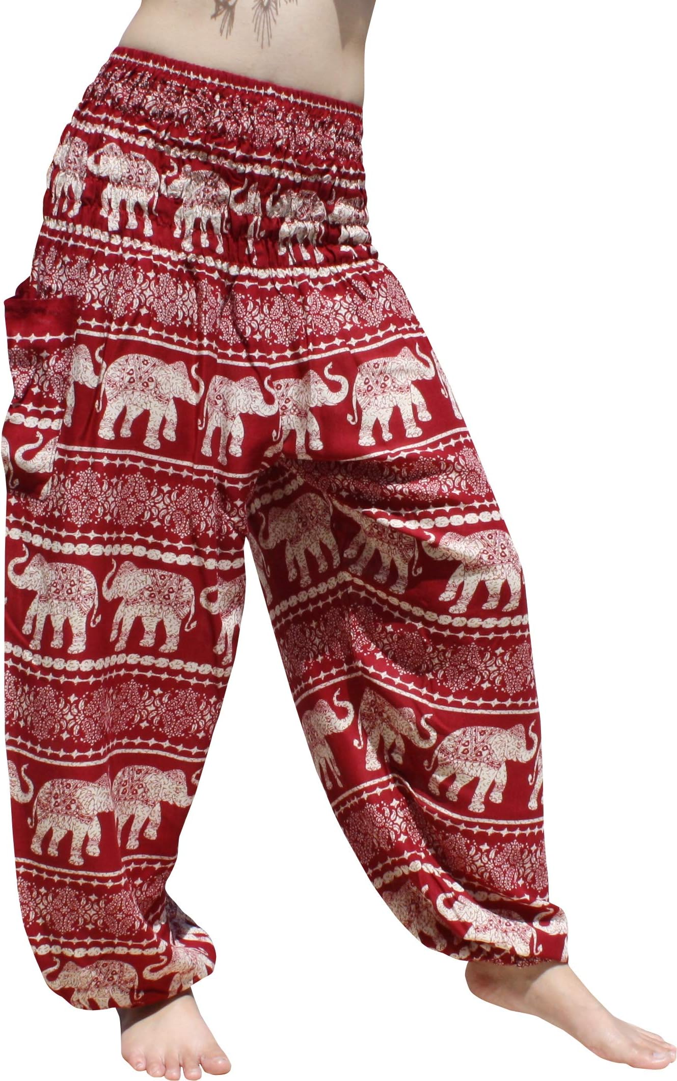 Smock Waist Viscose Aladdin Harem Baggy Pants Rayon Summer Hippie Boho Mixed Retro Artworks