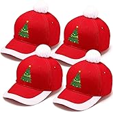 JaGely 4 Pieces Christmas Baseball Cap Santa Hat Adult Xmas Cap Adjustable Unisex Vintage Golf Baseball Hat, Red & White