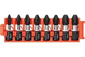 Bosch CCSPHV108 8Piece Impact Tough Phillips 1 In. Insert Bits with Clip for Custom Case System