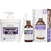Advanced Clinicals Hyaluronic Acid Moisturizer Body Cream + Hyaluronic Acid Serum 2PC Skin Care Set | Face Serum & Body Lotion Help Diminish Appearance Of Wrinkles, Fine Lines, & Dry Skin, 2PC Bundle