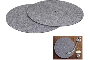 TIKODIDA 2 Pcs Felt Vinyl Record Slipmats Anti-static Turntable Platter Mats Gray Pads for Dj and Home Record