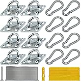 TERMATH 8 Pcs 304 Stainless Steel 2.31 Inches Pad Eye Hooks and 8 Pcs 304 Stainless Steel Snap Hooks,Screw Ceiling Hooks,Outdoors String Lights Hangers,Shade Sail Hardware with Screws Anchors