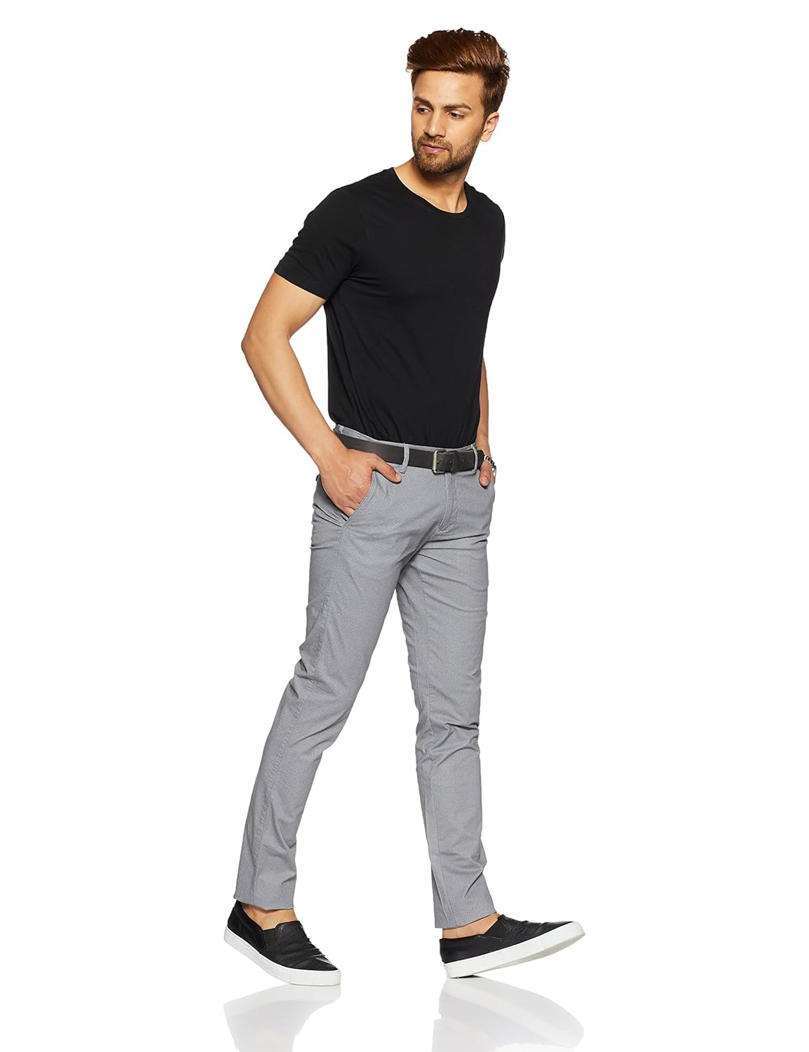 arrow sport men's straight fit cotton casual trousers