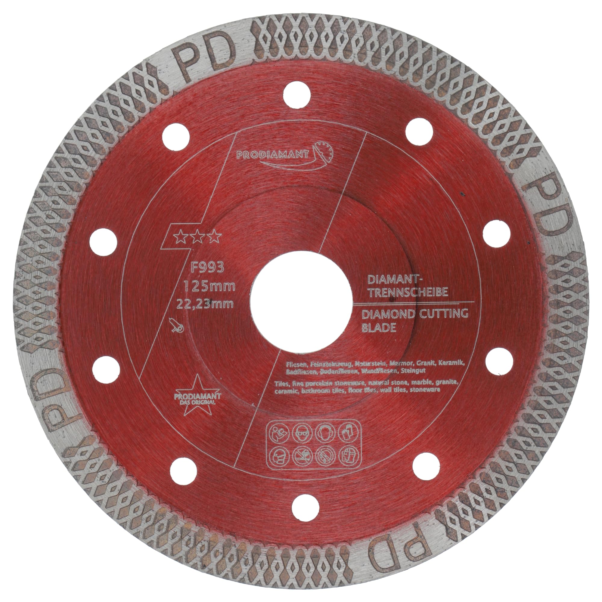 PRODIAMANT® Diamond Tile Cutting Disc 5" [125MMx22.23MM] – Cutting Disc for Tiles, Porcelain Stoneware, Marble & Natural Stone – Ultra-Thin Diamond Blade – Fits M14 Angle Grinders