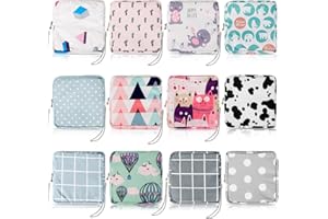Paterr 12 Pcs Sanitary Napkin Storage Bag Set Including Portable Period Pouch Hand Wrist Strap Lanyard String Holder Tampons Holder Pouch First Period Gift for Teen Girls (Cute Style)