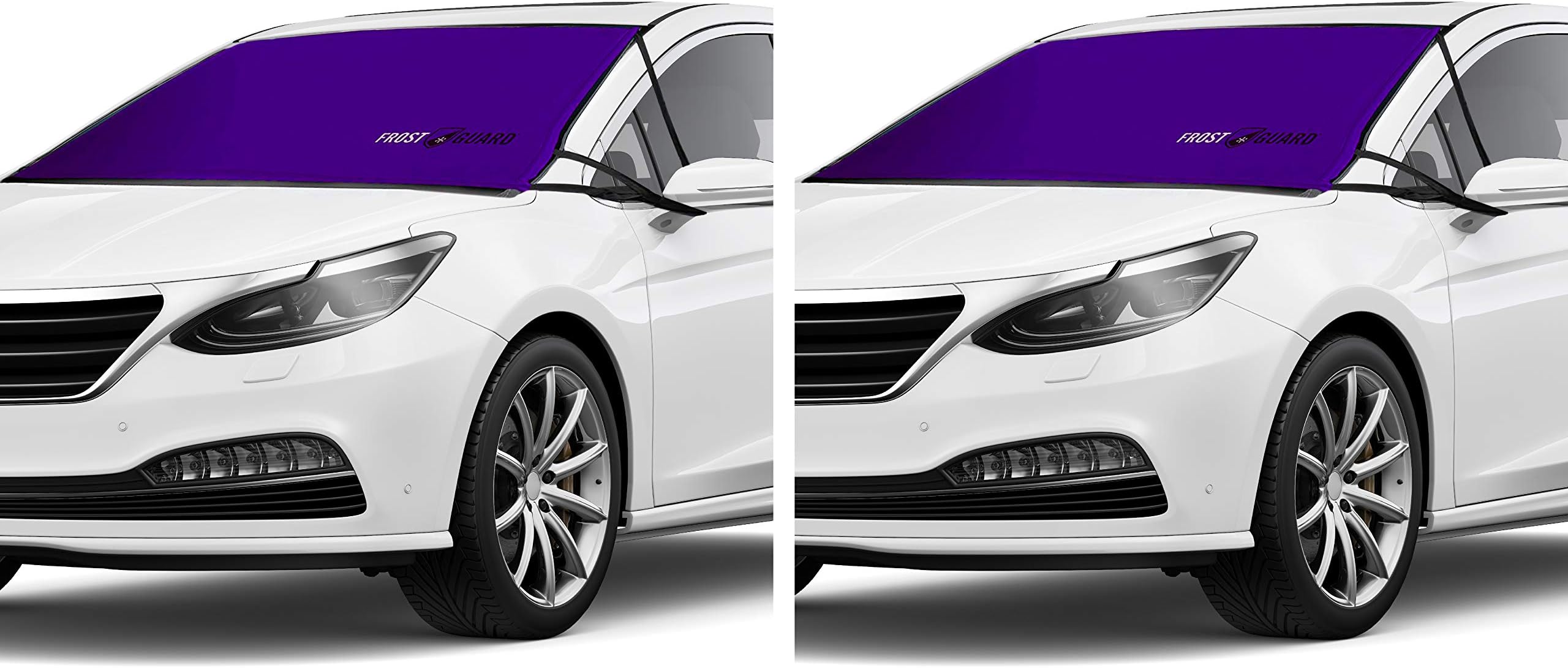 FrostGuard ProTec | Premium Winter Windshield Cover for Ice and Snow, 2 Pack | Standard Size Car Windshield Cover, Purple – Fits Most Cars, Sedans, Small Trucks and SUVs – Measures 60 x 32 Inches
