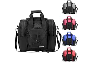 DAFISKY Bowling Ball Bag for Single Ball - Bowling Bag Tote for 1 Ball and Shoes with Padded Holder, 2 Pockets Fits Men & Women bowling Shoes Up To Mens Size 14