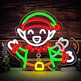 Elf Waving Christmas Neon Sign Elf Neon Sign Dimmable Christmas Led Sign for Wall Decor christmas Neon Window Lights for Holiday Party Bedroom Living Room Window Gifts