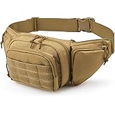 Tactical Fanny Pack Gun Holster for Men, Adjustable Waist Bag Zippered Pockets, Everyday Hip Pouch for Workout Travel Outdoor Running Hunting (Coyote Brown)