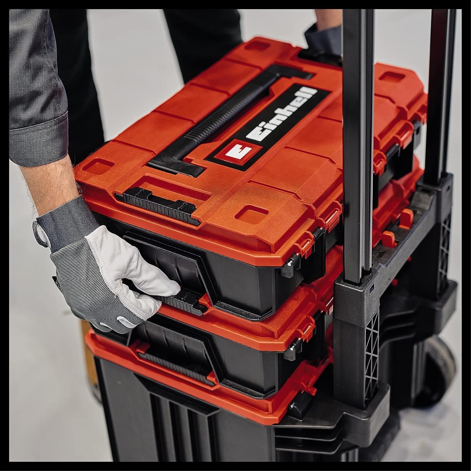 Original Einhell E-Case Tower Systemkoffer-Set (max. 120 kg, bestehend aus 3 Koffern inkl. Zubehör, Aufbewahrung & Transport von Zubehör und Werkzeug, stapelbar, verknüpfbar) 6