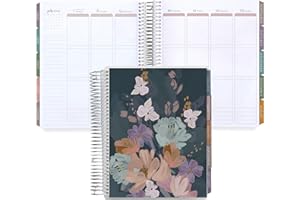Erin Condren 7x9 Coiled Life Planner (July 2024 - December 2025) - Bold Blooms Classic Cover, Vertical Layout, Bold Blooms Theme, Platinum Coil