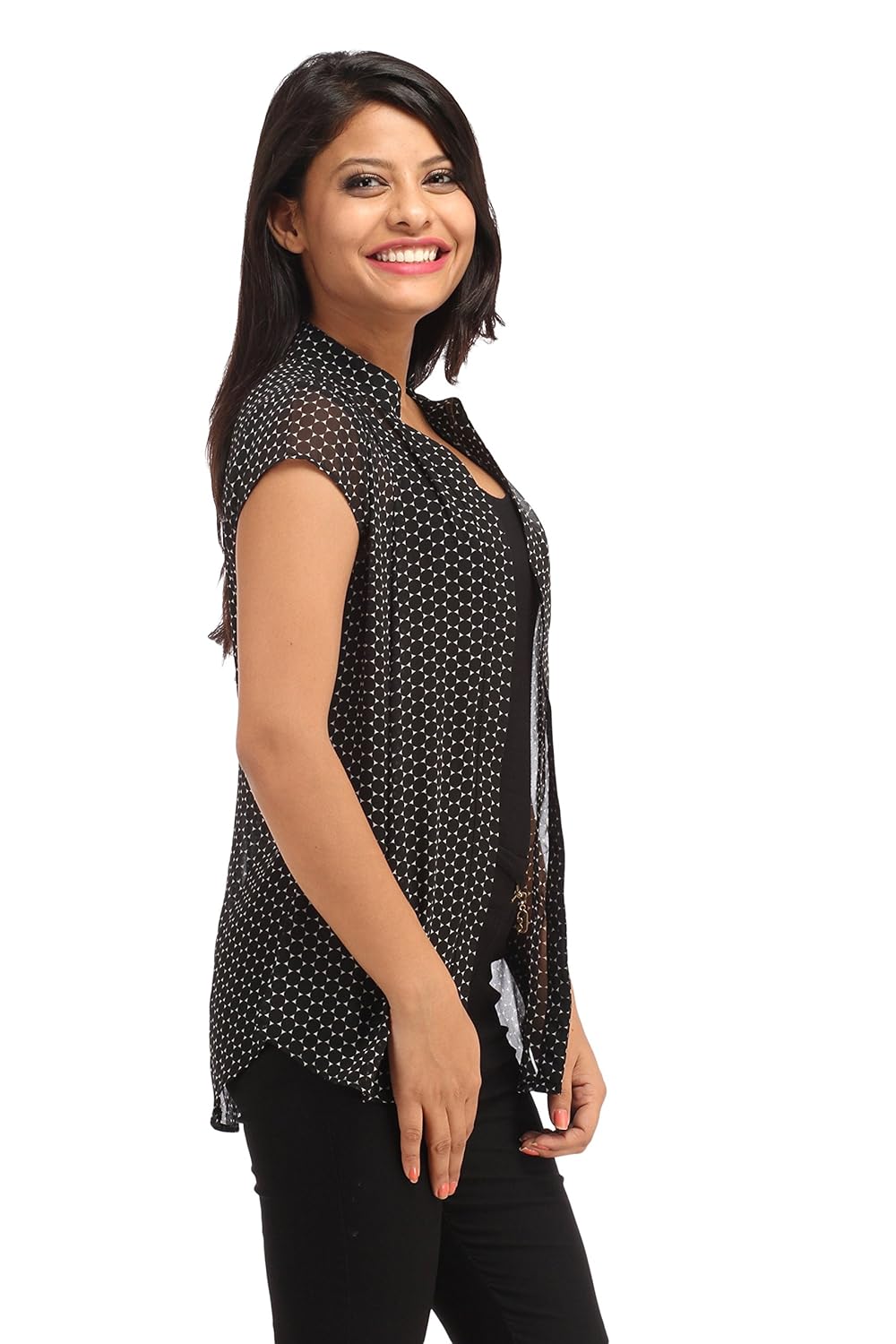cottinfab dot print transparent shrug