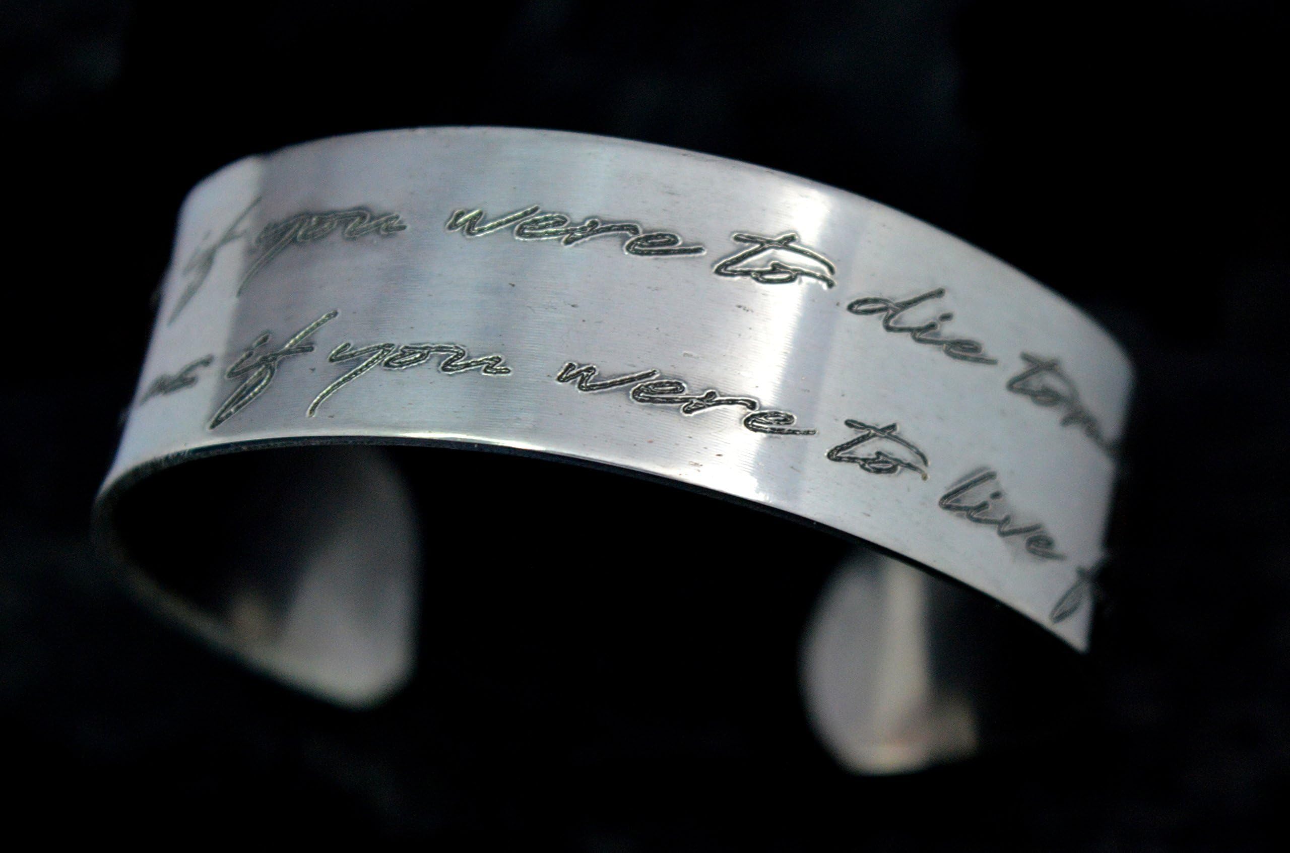 CUSTOM HANDWRITING bracelet,sterling silver bracelet, handwritten message,mothers day, memorial, custom engraved silver bracelet, handmade,