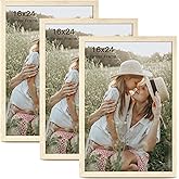 Momentworth 16x24 Frame Set of 3, Natural Wood Grain 16x24 Poster Frame for Gallery Wall Mounting (3 Pack,Natural)