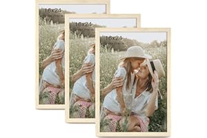 Momentworth 16x24 Frame Set of 3, Natural Wood Grain 16x24 Poster Frame for Gallery Wall Mounting (3 Pack,Natural)