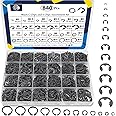 ZQZ 840Pcs C Clips Assortment (M5-M16) and E Clips Assortment Set (2.0mm-12mm), External Retaining Rings, 24 Sizes Snap Rings