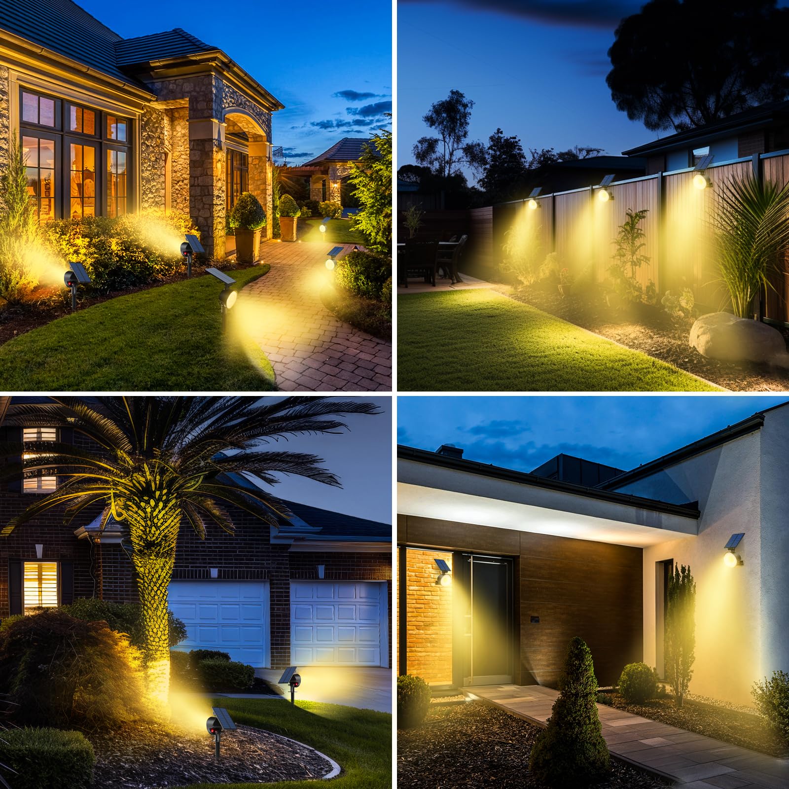 nipify Solarlampen für Außen Garten, 4 Stück 53 LED Solar Strahler Gartenleuchten IP65 Wasserdicht, 3 Helligkeit Warmweiß Solarleuchten Aussenleuchte Wegeleuchte für Draußen Wege Wand Outdoor 7