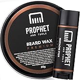 Prophet and Tools Level 3 Strong Hold Beard & Hair Wax - 24-Hour Hold for Shaping & Styling, Easy Wash Out - Includes Mustach