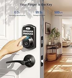 Veise Fingerprint Door Lock with 2 Lever Handles