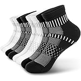 IRAMY Ankle Compression Socks for Men Women Cushioned Running Athletic Socks Plantar Fasciitis Relief 2/4/6 Pairs