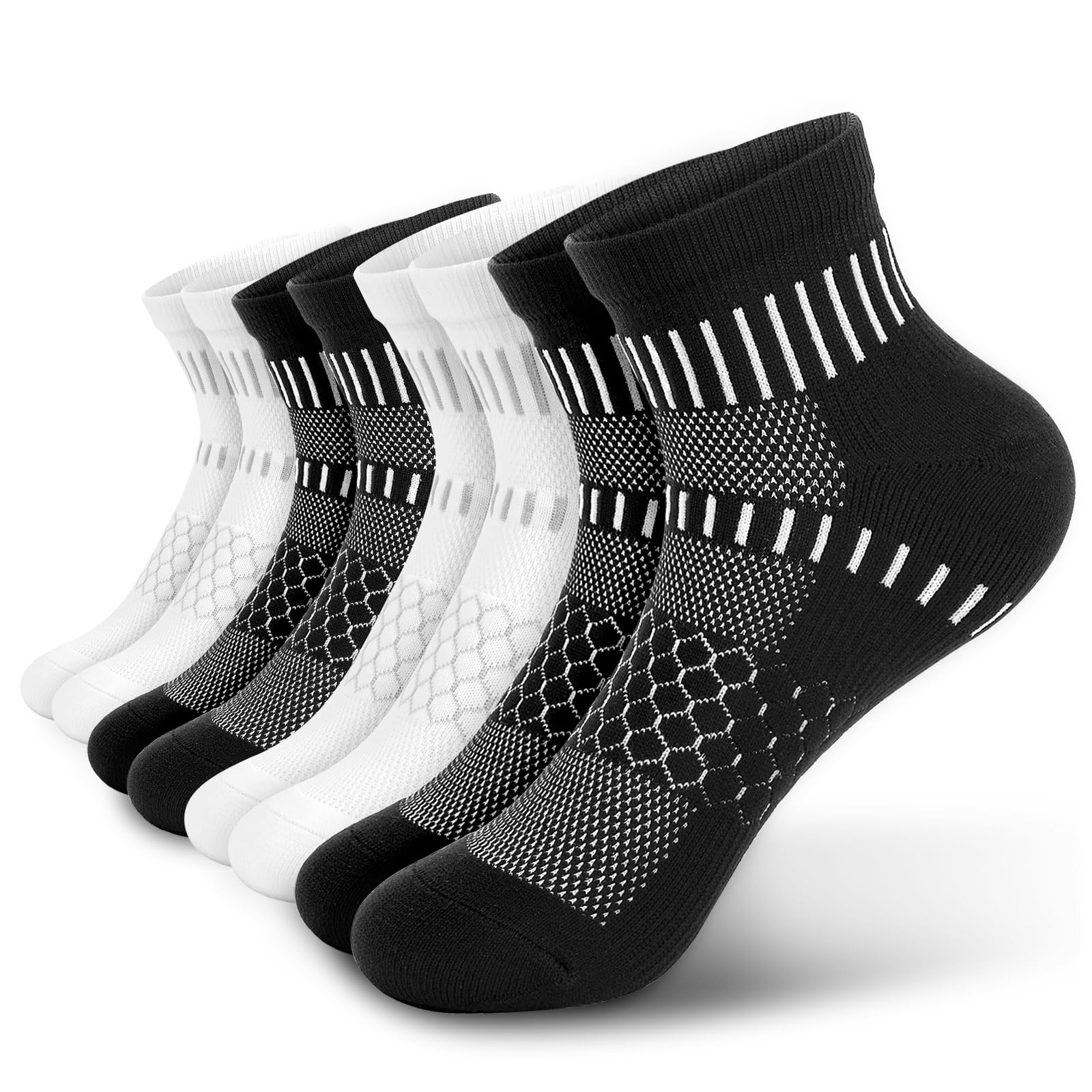 Photo 1 of IRAMY Ankle Compression Socks for Women Men Coolmax Moisture Wicking Running Socks Plantar Fasciitis Relief 4 Pairs