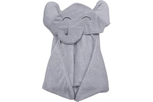 YOYOO Premium Baby Bath Towel – Viscose Derived from Bamboo, Baby Hooded Towels - Newborn Essential Cute Grey Little Elephant -Perfect Baby Registry Gifts for Boy Girl