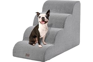 EzKamfort Dog Stairs for Small Dogs - 4 Steps Pet Stairs Dog Steps for Bed Couch, Dog Ramp for Bed Pet Steps Dog Stairs for Bed Small Dogs, Non-Slip Dog Steps Pet Stairs for Small Dogs to Get on Bed
