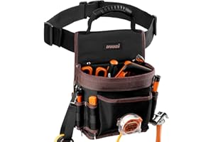 Tool Belt Pouches, 10 Pockets Electrician Tool Pouch with Hammer Holder, Adjustable Small Tool Pouch with Belt for Carpenter 