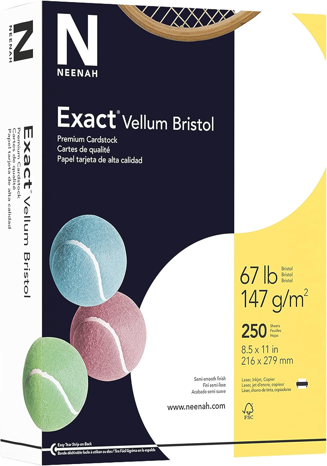 Exact Vellum Bristol, 8.5" x 11", 67 lb/147 GSM, White, 94 Brightness, 250 Sheets (80218) : Cardstock Papers : Office Products