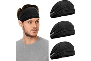 Headbands for Men and Women - Wide Moisture Wicking Hair Band for Sports,Fitness,Running,Hiking,Cycling,Yoga,Basketball