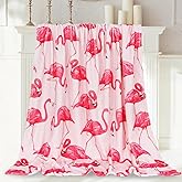 JarThenaAMCS Flamingo Fuzzy Flannel Blanket 60 x 50 Inch Pink Tropical Throw Blanket Flamingo Blanket for Home Chair Sofa Couch Bed