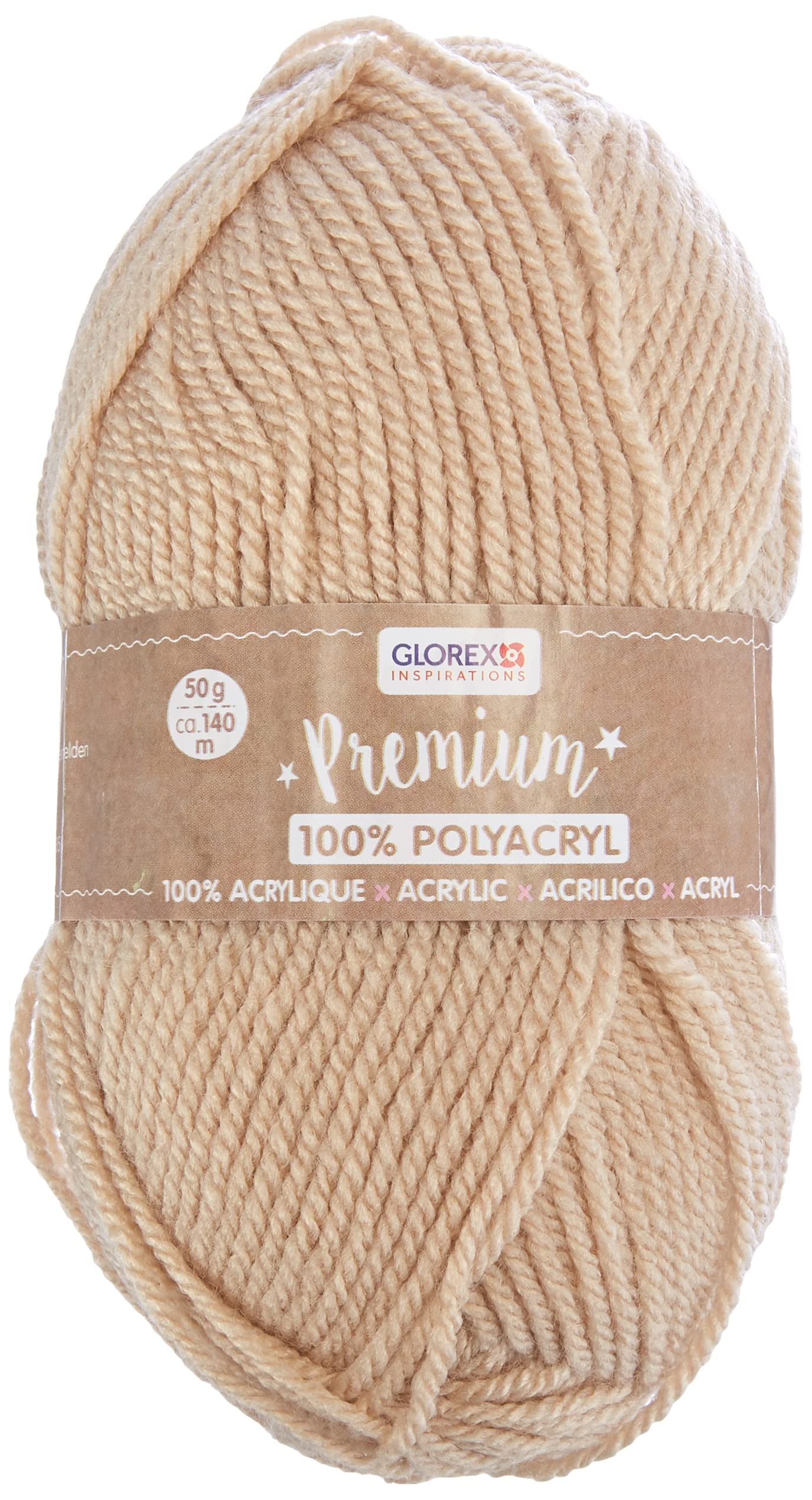 Glorex 5 1001 11 - Premium Wool Made of 100% Acrylic, Easy to Use, Versatile, Warming, Soft, Non-Scratching, 50 g, Approx. 140 m, Beige