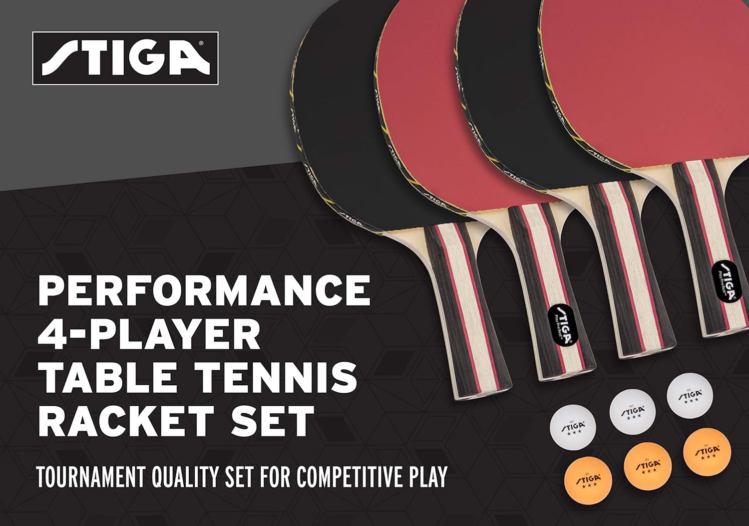 STIGA Performance Table Tennis Set (4 Player Set), Red/Black, Model:T1365 : Sports & Outdoors