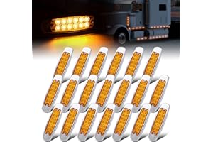 Ledvillage 20 Pcs 12V DC 6.4 Inch Amber LED Side Marker Clearance Lamp Heavy Truck Lighting 12 Diodes Trailer Truck ATV SUV Coach Surface Mount Waterproof BB12