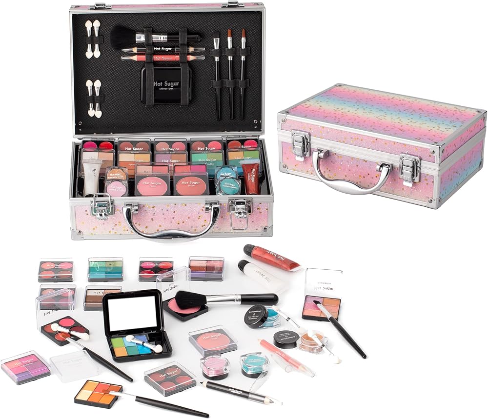 Hot Sugar Makeup Kit for Teenager Girls Starter Cosmetics Set Rainbow | Ideal beginner beauty gift set with eyeshadow, lip ba