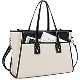 Missnine Tote Bag Canvas Laptop Bag 15.6 inch Work Bags for Women Teacher Bag Casual Computer Shoulder Purse for Office, College, Travel