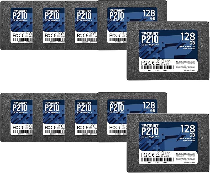 Patriot P210 SATA 3 128GB 2.5 Inch Internal SSD 10 Pack P210S128G25