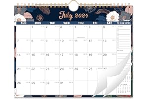 PINCHOCO Calendar 2024-2025 - 2024-2025 Wall Calendar, Jul. 2024 - Dec. 2025, 8.5" x 11", Twin-Wire Binding, Hanging Hook, Unruled Block - Engraved Art Floral