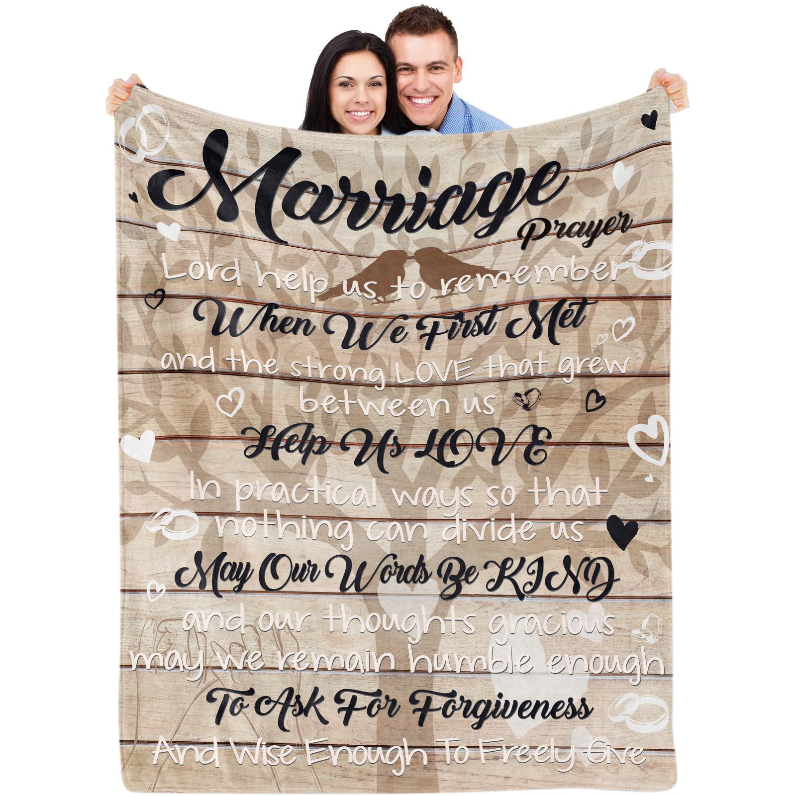 Wedding Gifts for Couples Marriage Prayer Fleece Flannel Throw Blanket for Couple Newlyweds Best Bride Gifts for Wedding Day Bridal Shower Anniversary Honeymoon Engagement Gifts for Groom, 130x152 cm