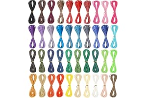 PHINICCO 400m 40 Colors 1mm Waxed Polyester Cord Bracelet Cord Wax Coated String for Bracelets Waxed Thread for Jewelry Making Waxed String for Bracelet Making 10m for Each Color