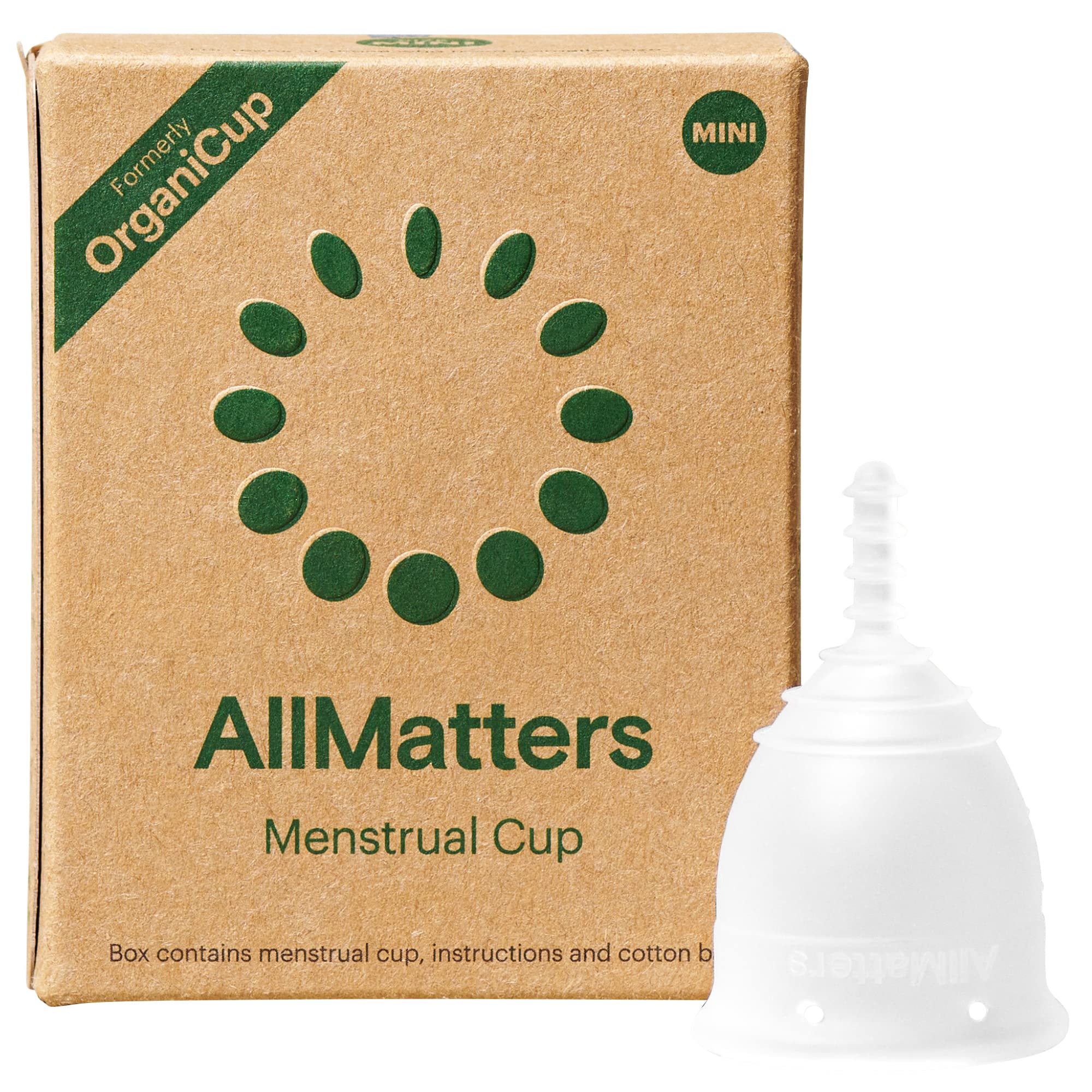 AllMatters Menstrual Cup (Formerly OrganiCup) Mini-Sized, for Teens or Those Who Need a Smaller Size. Award Winning Period Cups