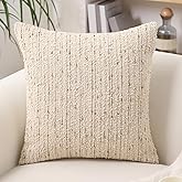 GIKKEARL Textured Boucle Pillow Covers 24x24 Neutral Striped Throw Pillows Soft Modern Farmhouse Pillow Cases, 1pc Decorative Accent Square Couch Cushion Cover for Bed Sofa Chair, Cream Brulee