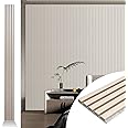 Art3d 4pcs-107 x 8in Slat Acoustic Panel for Wall and Ceiling, 3D Fluted Sound Absorbing Panel with Wood Finish, White Elm