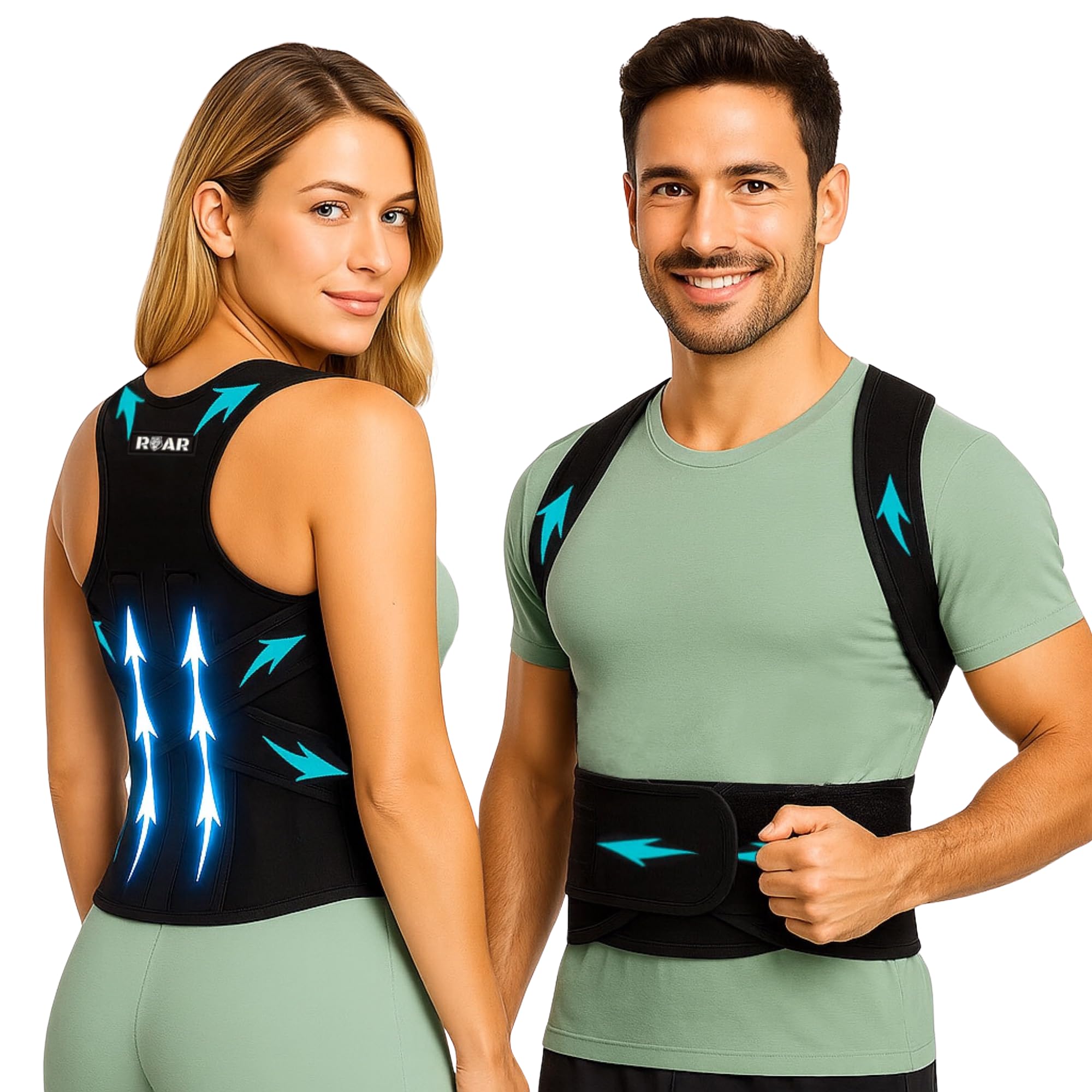 Roar® Back Support Belt, Back Brace, Lower Back Support, Back Support Brace Men And Women, Back Belt For Work, Running, Sports, Gym, Back Belt Orthopedic, Disc Herniation, Sciatica, Lumbar (S)