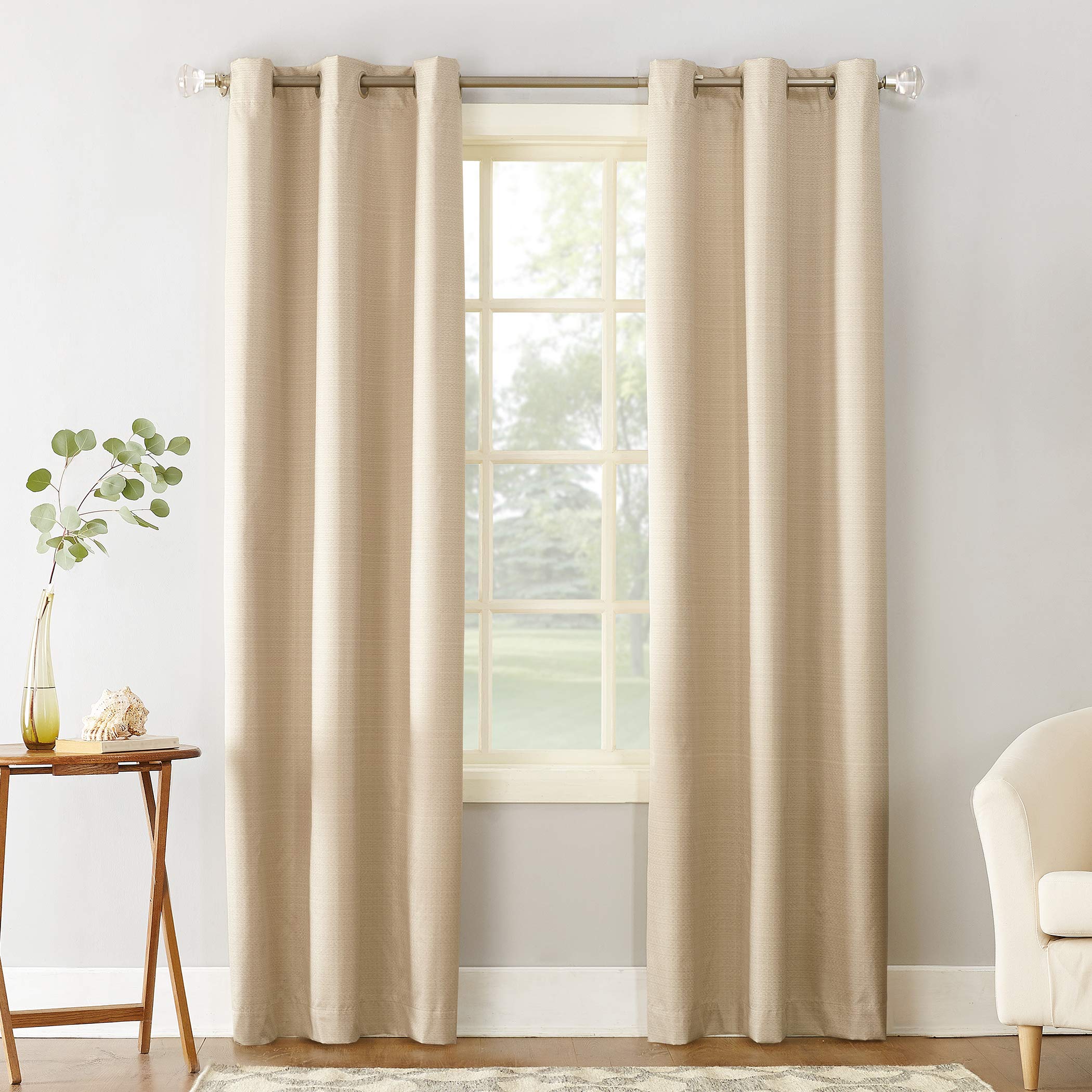Sun Zero Cooper Thermal Insulated Energy Efficient Grommet Curtain Panel, 40" x 63", Linen