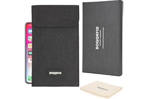 BOQQRFID Faraday Bags for Phones - Magnetic Closure, RFID Shield Pouch & Anti-Tracking Protection - Black, 8.43″ x 5.0″ x 0.51″