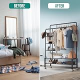 Klass Home Collection Heavy Duty Clothes Rail 120KG Black Metal Rack view 7