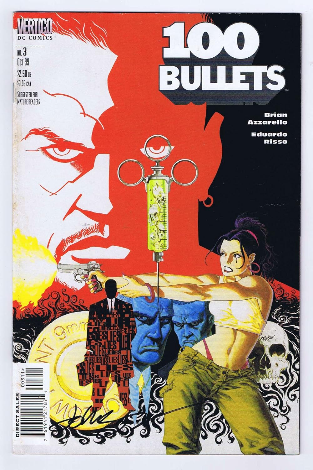 Amazon Com 100 Bullets 3 Signed W Coa By Dave Johnson Cover Artist Vertigo Dc Comics 1999 Dave Johnson Entertainment Collectibles