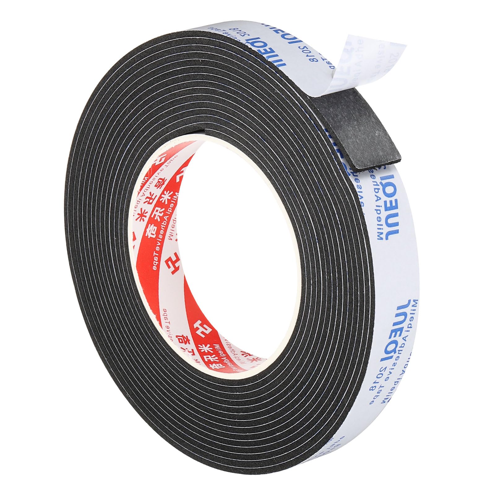 PATIKIL 5m/16.4ft Sealing Foam Tape, 20mm Wide 2mm Thick Single Sided Weather Stripping Door Furniture Seal Strip for Window Pipes Insulation, Black