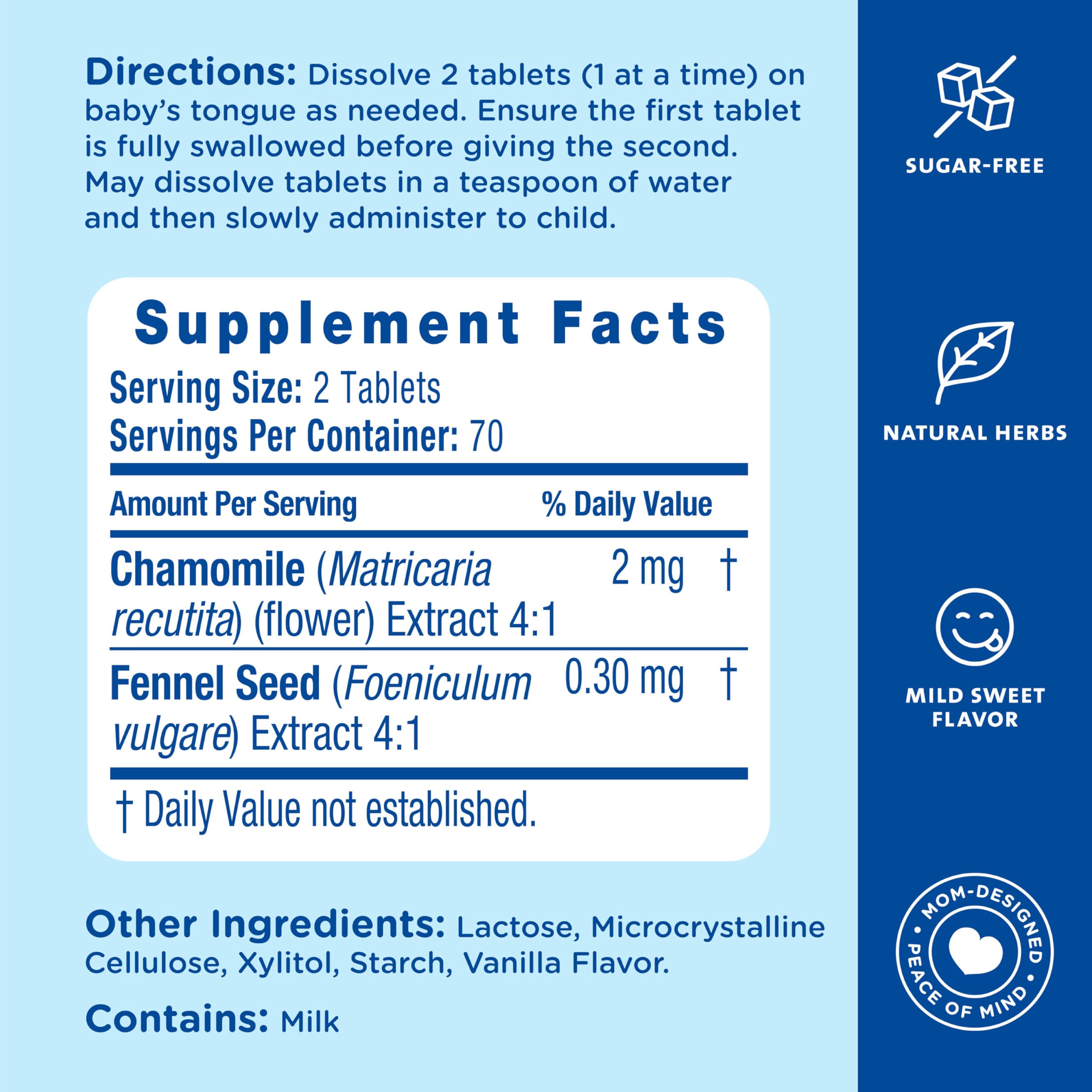 Mommy's Bliss Little Gums Soothing Oral Tablets, Great for Teething Babies, Benzocaine-Free & Sugar-Free, 2 Months+, 1 Bottle (140 Tablets)